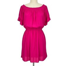 Ramy Brook Pink Off The Shoulder Smocked Waist Dress Size L - CJ