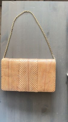 Vintage Exclusivas Delitz Genuine Snakeskin and Leather Convertible Clutch Bag