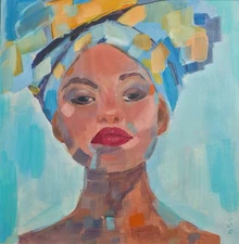 Black Woman Oil Painting Portrait Original Art  Figure Oil Art