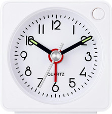 Travel Analog Alarm Clock, 2.25 Inch, Ultra Small Clock with Snooze and Light