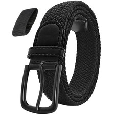 JIFANPAUL Elastic Waist Adjustable:32"-36" (41" Length), Blacka Black Buckle