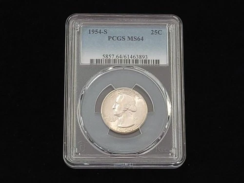 1954-S Washington Silver Quarter PCGS Graded MS64 #61463893