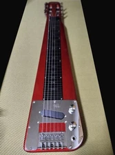 Artisan Lap Steel Guitar Metallic Red Tripod Stand Soft Case Japan Used Working