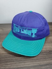 Vintage Make It A Bud Light Snapback Hat Cap Purple Teal Made In USA Beer Promo
