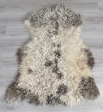 100 Natural Gotland Sheepskin Rug,sheepskin Pelt,Natural Color,White,Brown