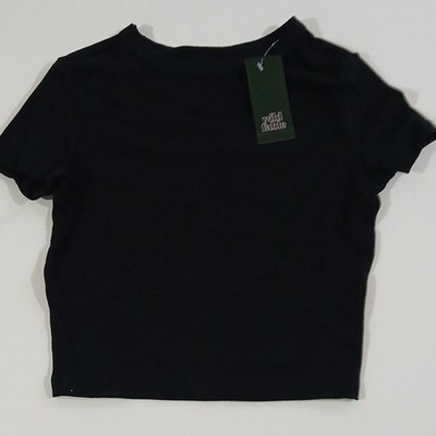 Wild Fable Women's Black Cropped Short Sleeve Crew Neck T-Shirt XS