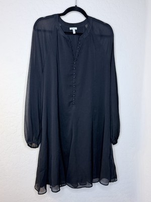 Joie Limited Edition Black Sheer Long Sleeve V-Neck Dress Womens XL Elegant   