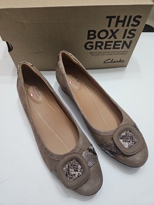 Clarks Un Blush Cove Leather And Snakeskin Shoes Size 10