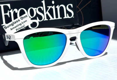 Oakley FROGSKINS HYBRID Matte White POLARIZED Galaxy Jade Lens