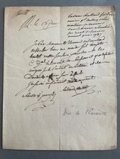 Louis Philippe, Duc de Charente and Duc d'Orleans, SIGNED letter, 1787