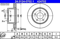 2X Ate Bremsscheibe 24.0124-0702.1 FüR Jeep Cherokee Wrangler Zj Zg Xj Tj 1 Yj 2