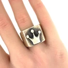 Versani Vintage Sterling Silver Chunky Wide Band Crown Ring Sz. 9.25