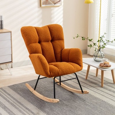 Rocking chair with wooden rocking legs Soft padding Insulation layer
