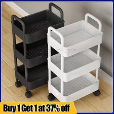 3/4 Tier Trolley on Wheels Kitchen Storage Utility Cart with Shelves Rolling