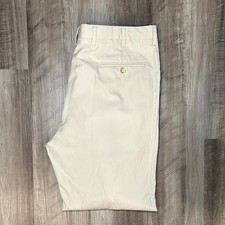 Berle Pleated Performance Chino Khaki Trousers - 37