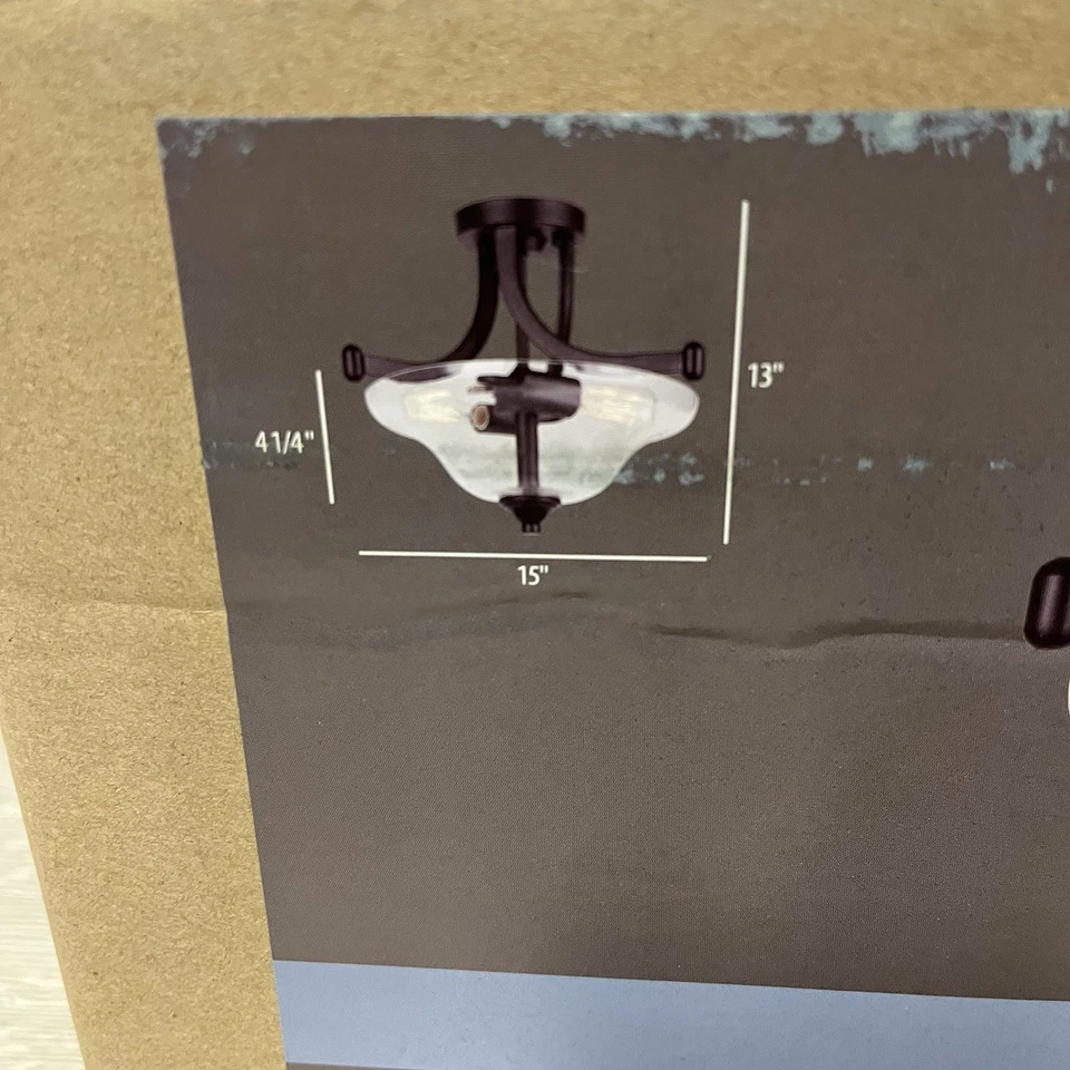 Lámpara Canarm ISF87A020RB-RG Rue montaje semi-al ras vidrio bronce frotado con aceite Foto 4 de 4