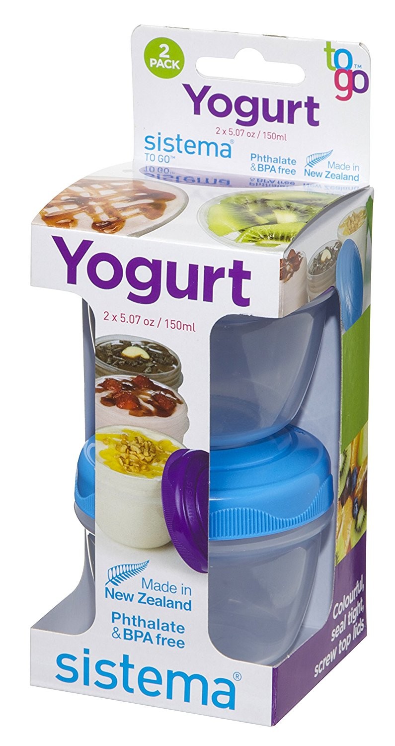 Sistema Yogurt TO GO Food Storage Containers | 150 ml | Small Snack Pots | BPA-Free | Ideal for YoghurtSauces & More | 2 Count - Image 2