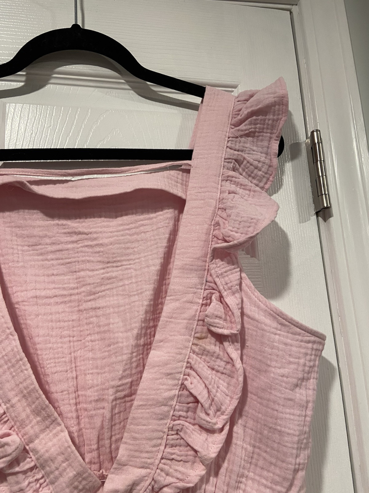 Vero Moda Size L Soft Pink Cotton Gauze Open Back Ruffle Sleeve Tank Top