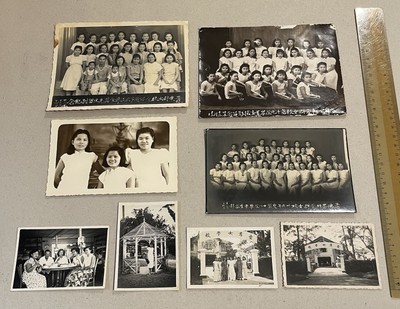 OPS original 1940's Malaya Batu Pahat Ai Chun Girl's School photo x 8 峇株巴轄 愛群女學校