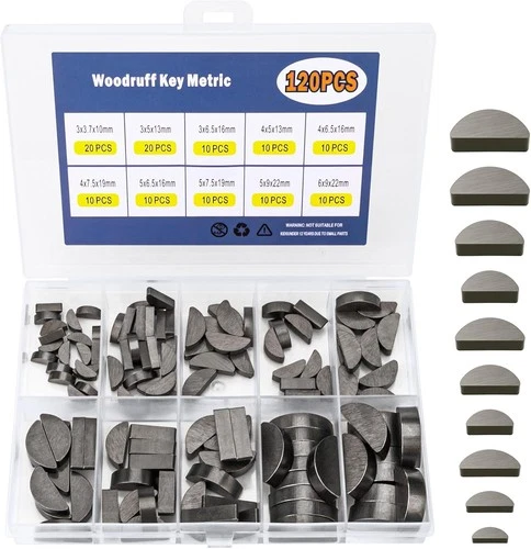 120pcs Woodruff Key Assortment Kit, 10 Popular Sizes of Half Moon Keys,...