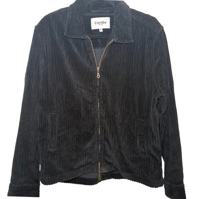 Corridor New York Black Wide Wale Corduroy Full Zip Jacket Mens Medium AW21