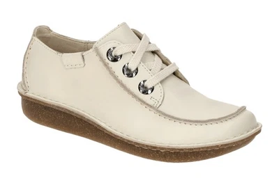 Clarks FUNNY DREAM Damenschuhe - bequeme Schnür- Halbschuhe weiß Freizeit NEU - Bild 1 von 4