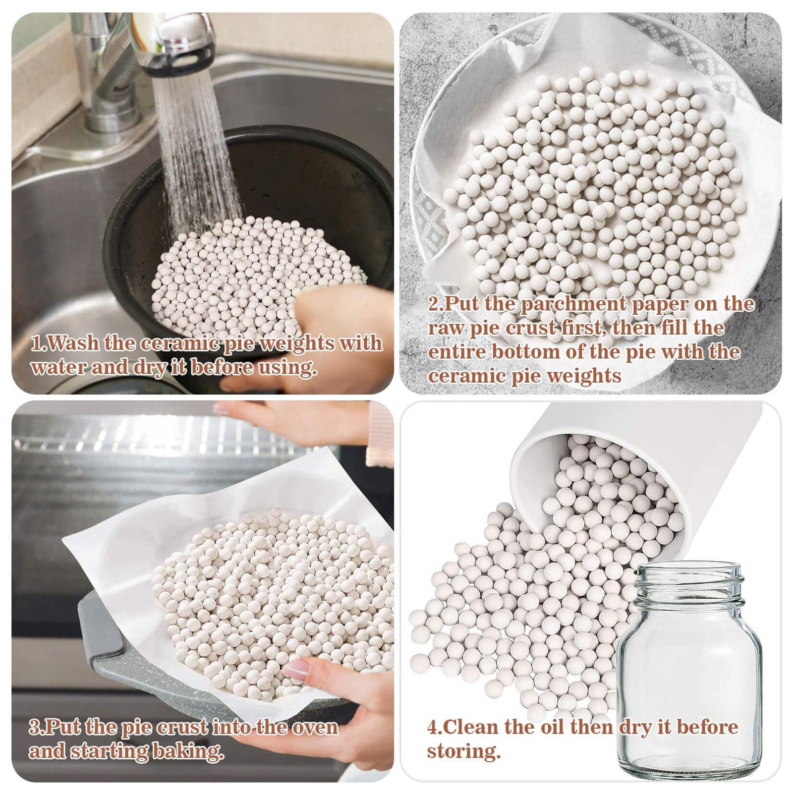 1LB Pie Weights for Baking - Pie Crust Weights Ceramic Baking Beans for Reusa...