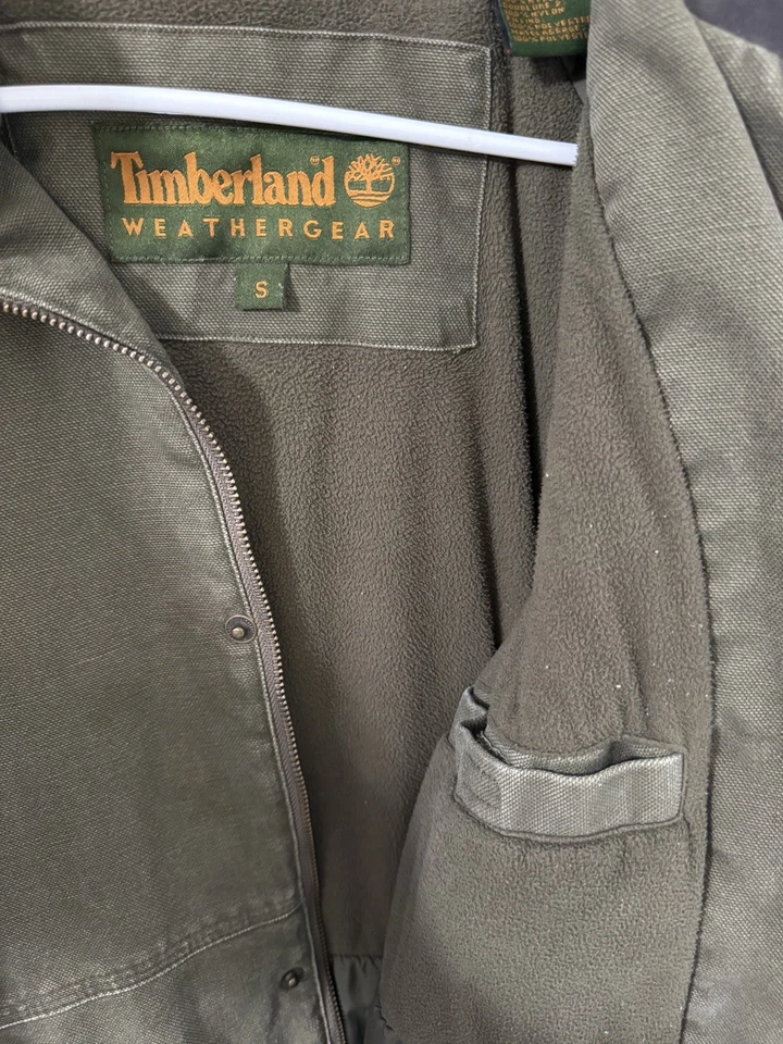 Chaqueta De Colección Y2K Timberland Equipo Meteorológico Tareas Adulto Pequeña Verde Forrada de Vellón Foto 4 de 4