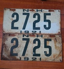  1921 New Hampshire License Plate Matched Pair Original 1921 #2725