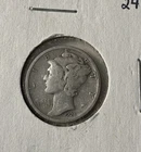 1924 S US Mercury Dime Coin Circulated 10c Silver Fine Condition