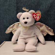 Ty Beanie Baby Halo II Angel Bear DOB 1-14-2000 Iridescent Wings MWMT Retired