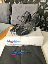 International Dance Shoes Melissa Ladies Size 2.5 (fit Size 3) Black Satin BNWB