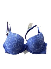 Aerie 32C Real Sunnie Demi Push-Up Blossom Lace Bra NWT padded blue