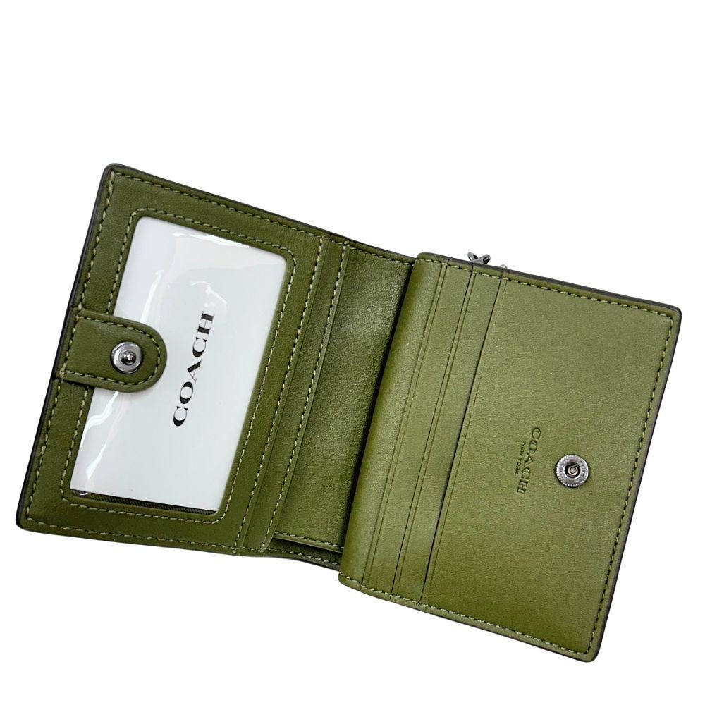 COACH Patchwork Snap Wallet Olive Multi Leather E… - image 4