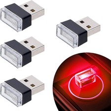 4Pcs Red USB Car Interior Atmosphere Lamps, Universal Mini Led USB Lights for...