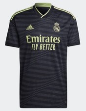 Men’s Adidas Real Madrid Karim Benzema 22/23 Third Jersey – Black/Lime Small
