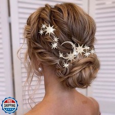 Unicra Star Moon Bride Wedding Hair Pins Crystal Bridal Hair Pieces Rhineston