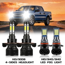 4 Bulbs For Ford F-150 2004-2014 Combo 4-Sides LED Headlights + Fog Lights A+