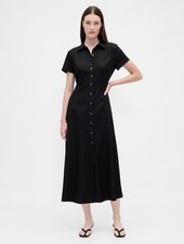 Gap Linen Blend Black Midi Shirtdress Size Tall S NWT RT$98