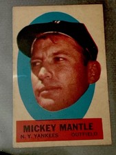 MICKEY MANTLE 1963 TOPPS PEEL OFFS  BLANK BACK RARER VARIATION  CENTERED  SHARP
