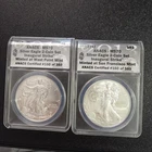 2 Coin SET 2013 Silver Eagle Inaugural Strike ANACS MS70 #160/989 WP & SF