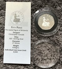 ..- British Britannia 50p Silver Proof 2006 coin Encapsulated Free UK post.