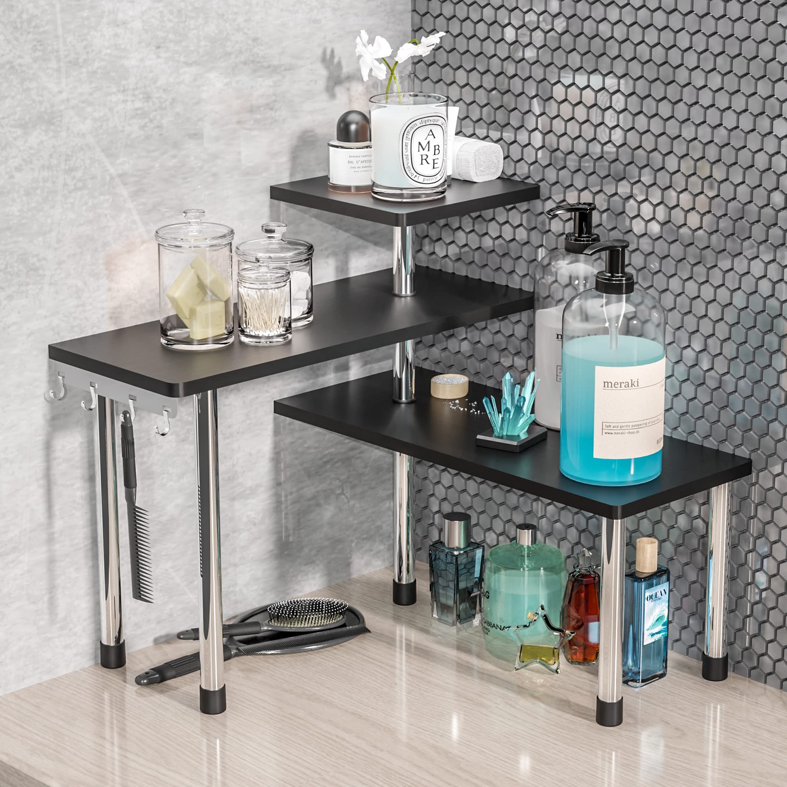 Bathroom Counter Organizer Corner Shelf – Bathroom Organization 3 Tier Spice ...