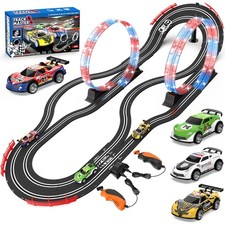2-in-1 Slot Car Race Track Set: Electric Dual Racing Game for Kids Ages 4-12