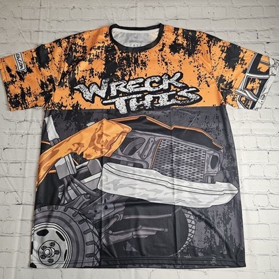 Demolition Derby Jersey Tee 2XL Wreck This Orange Short Sleeve All Over Graphic