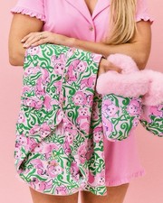Lilly Pulitzer NWT Plush Clara Slippers Pink Quartz Panda N Bows Size 9/10