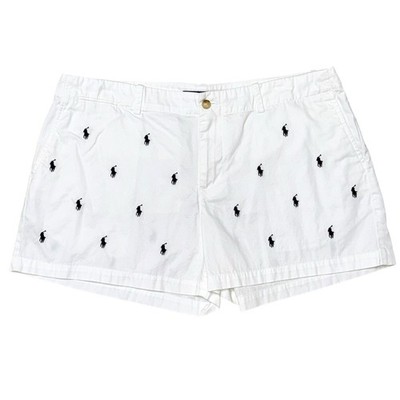 Polo Ralph Lauren All Over Embroidered Pony Cotton Chino Shorts Women s Size 12