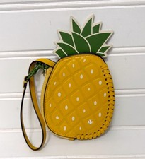 TORY BURCH Pineapple Yellow Coin Pouch Key FOB Wristlet Wallet New With Out Tags