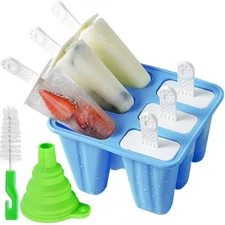 6-Cavity Silicone Popsicle Molds Ice Pop Molds with Popsicle Holders