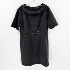 White House Black Market Gray Collared Short Sleeve Career Sheath Dress 14
